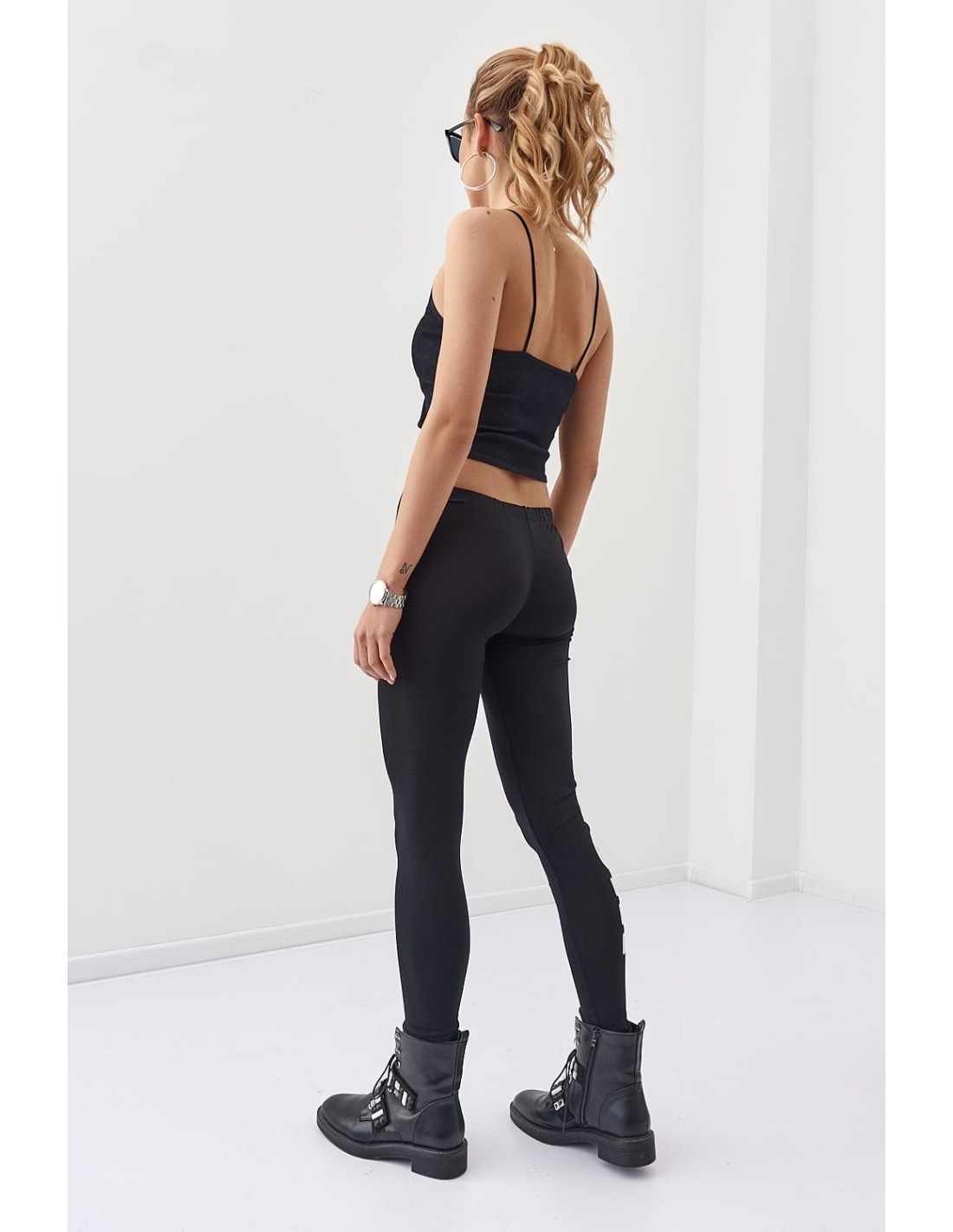 Bequeme Leggings mit Aufschrift, schwarz 9724 - Online-Shop - Boutique